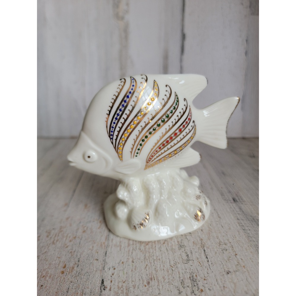 Vintage formalities tropical fish white rainbow porcelain unique figure home